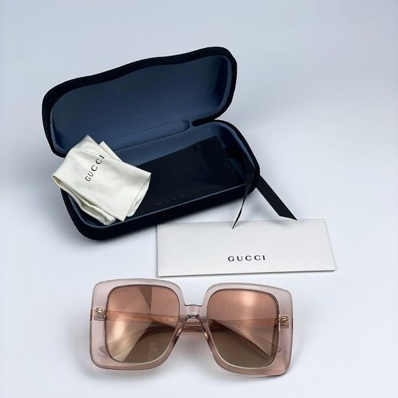 NEW Gucci GG1314S 005 Transparent Brown Mirrored Oversize Square Women Sunglasse main image 9